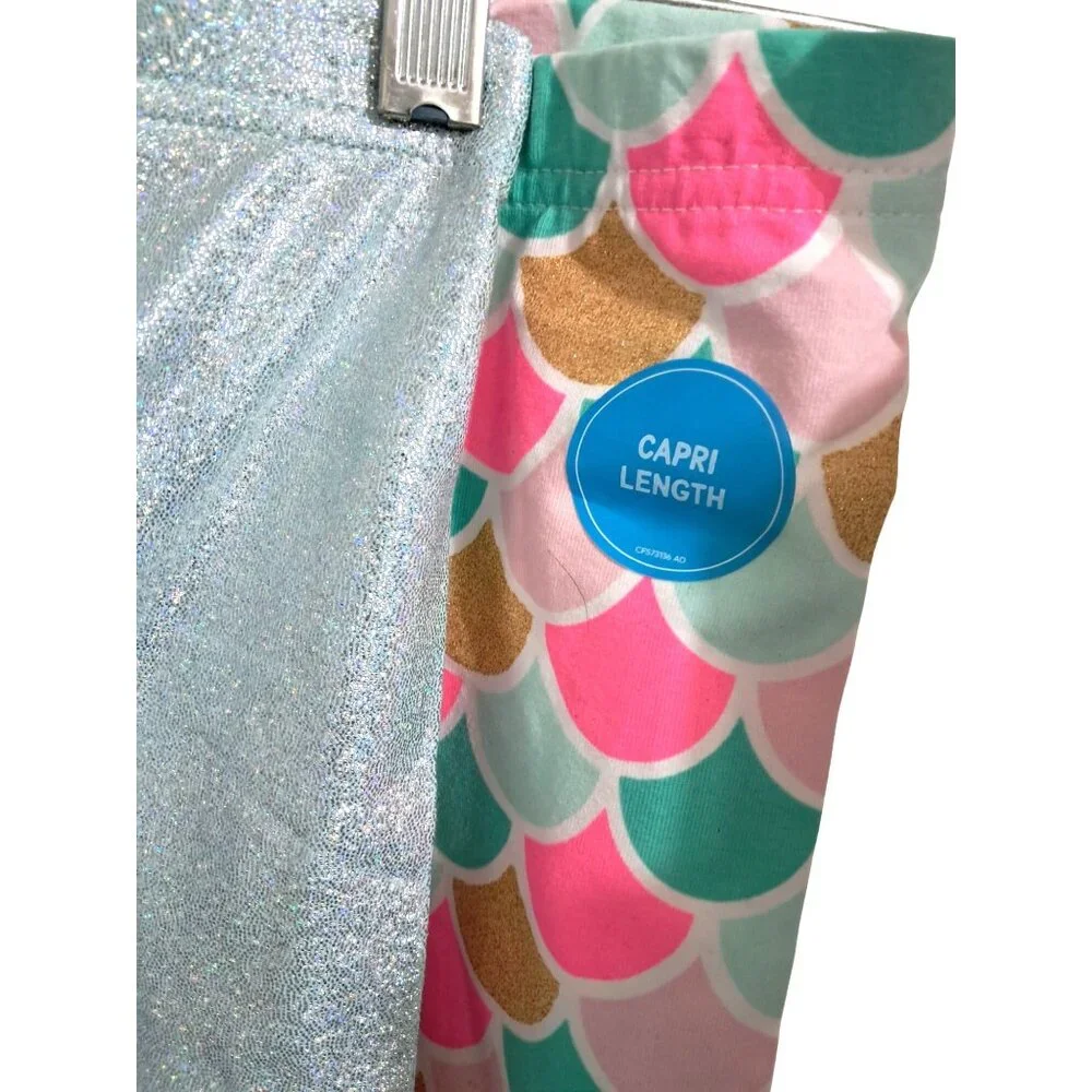 Carters Kid Mermaid Scales Print Tunic Top & 2 Pair Leggings Outfit Set Girls 5‎ - Picture 11 of 16